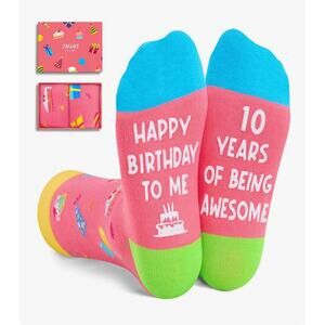 Zmart 10th Birthday Gifts for Girls - Tween Socks for 10 Year Olds Size L/XL